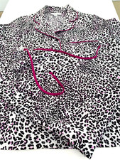 IN BLOOM by Jonquil Pajamas Purple White Black Animal Print Long Sleeve Set XS