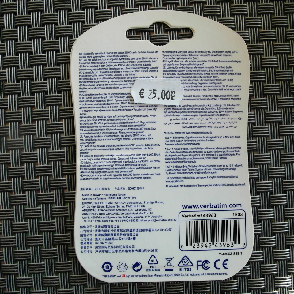 SD Memory Card Verbatim PREMIUM - SDHC I Class 10 - 32 GB - 43963 - Immagine 3 di 3