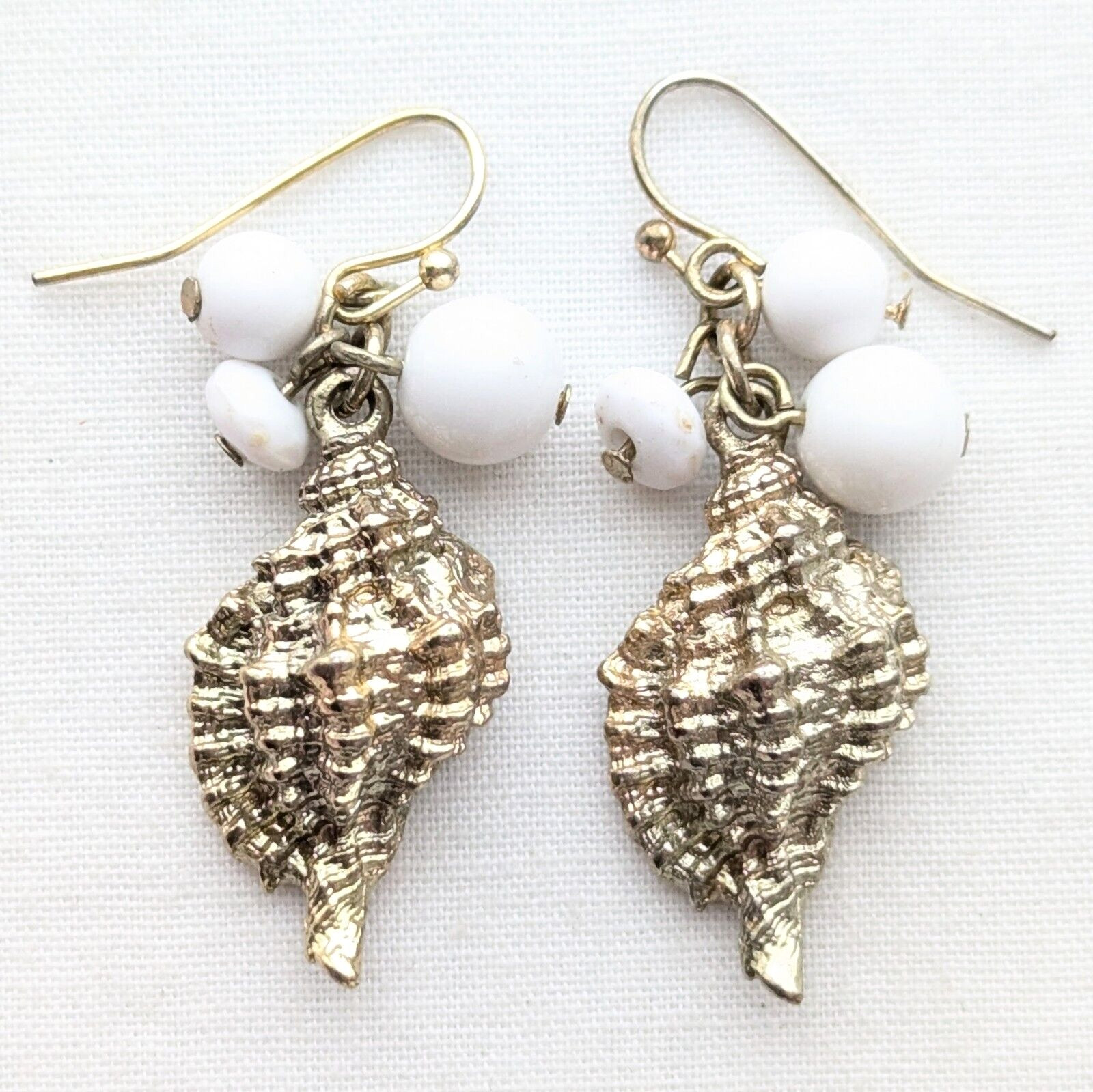 Conch Shell Dangle Earrings Ocean Beach Wedding B… - image 1