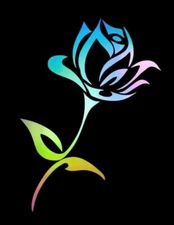 Rose~ Holographic Vinyl~Decal Sticker~Car, Truck Window , Car Body~6" Tall"
