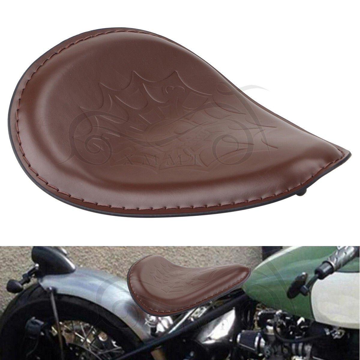 Spider Skull Leather Front Solo Seat For Harley Yamaha Suzuki