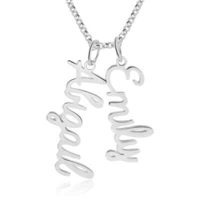Customized Double Name Necklace 925 Sterling Silver Wedding Partner Gift Jewelry