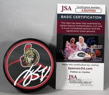 ANTON FORSBERG SIGNED OTTAWA SENATORS REVERSE RETRO Puck NHL AUTOGRAPHED JSA COA