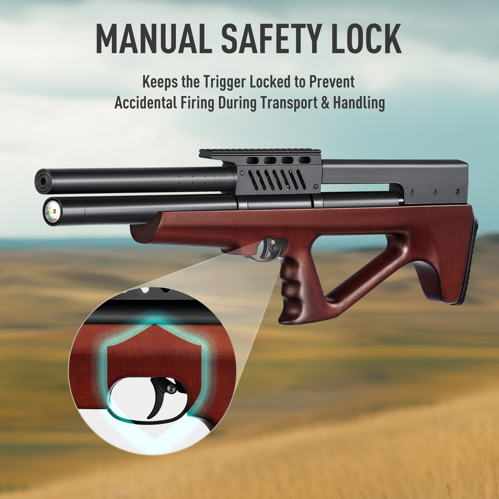 PINTY NEW PCP Pellet Gun 800 FPS Air Rifle .22 Caliber 9 Pellet Air ...
