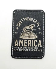 Don't Tread On Me 1776 America - Faux Leather Iron-on Patches - Black 2"x3"