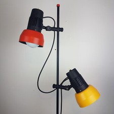 Danish Double Spot Floor Lamp by Lyskaer 1980's Rare. Red Yellow Midcentury MCM