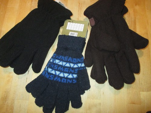 3 Paar Herrenhandschuhe Strick & Fleece braun schwarz marine One Size - Bild 2 von 3