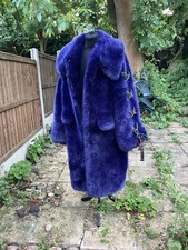 Show-stopping Shrimps Royal Purple Faux Fur Coat, Sz 16