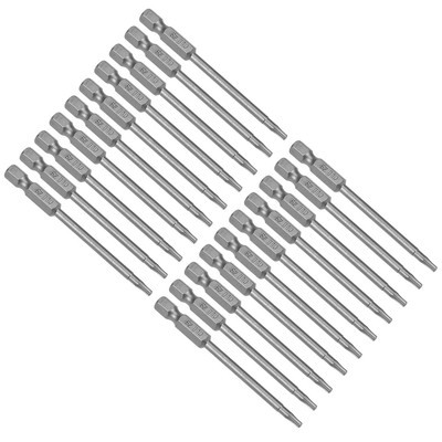 20pcs 75mm Long 1/4'' Hex Shank T10 Torx Screwdriver Bit S2 High Alloy Steel