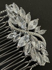 Boho Bridal New Year  s Eve CZ Silver Plated Hair Comb