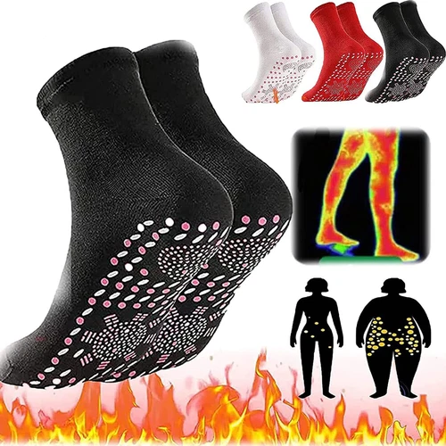 2Pairs Self Heating Tourmaline Magnetic Therapy Socks Foot Pain Warm Circulation
