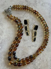 Designer Signed Berebi And Talbots Leopard Necklace Earrings Mixed Lot