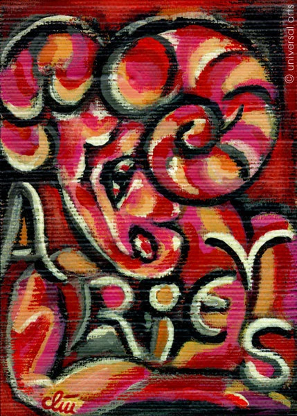 JACQUELINE DITT - Aries A4 DRUCK n.Gemälde Widder Sternzeichen - Bild 2 von 3