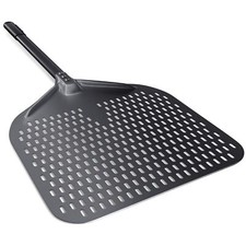 14"x16" Perforated Aluminum Pizza Peel 34" Overall Pizza Turning Paddle