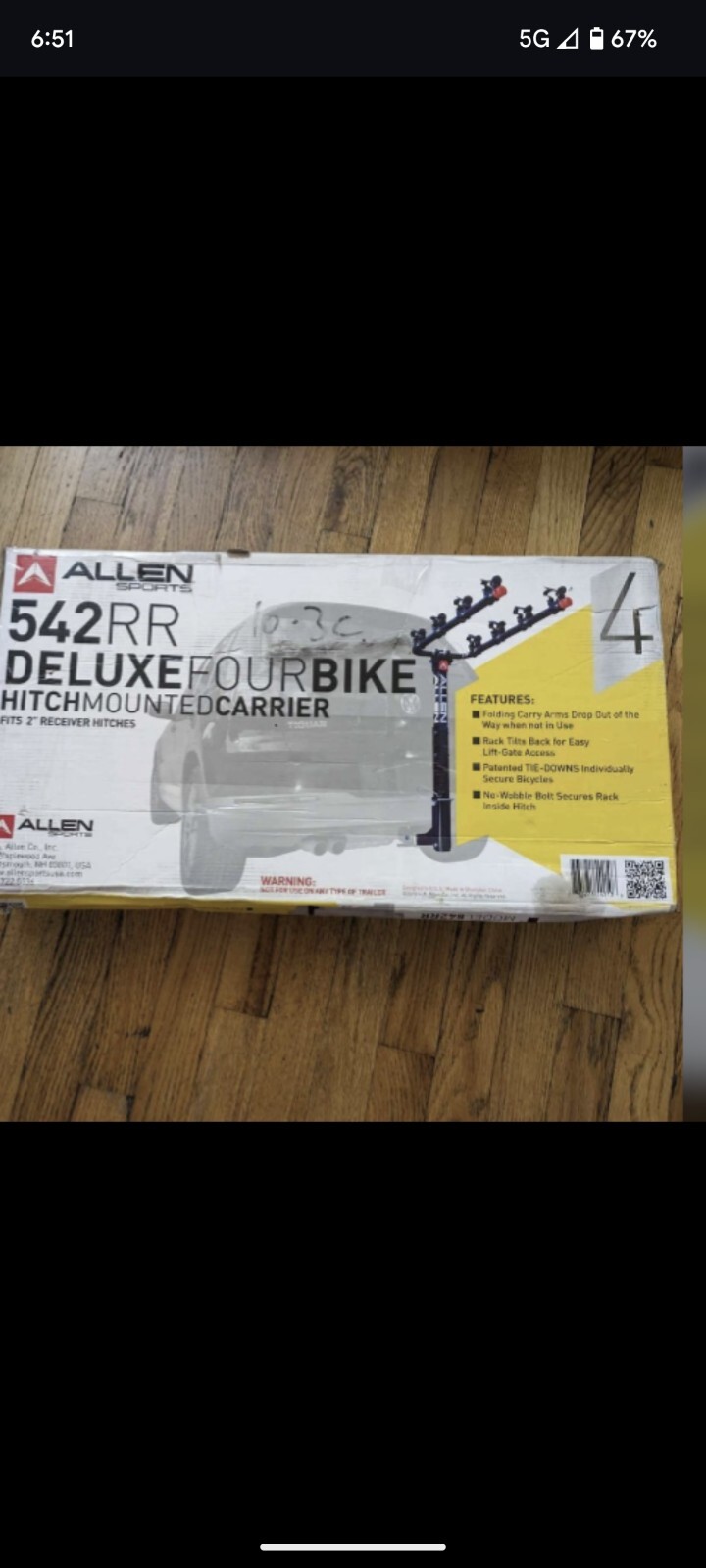 Allen Sports 542RR-R 4 2in Receiver Bike Hitch Mount Rack - 