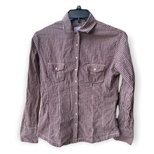 Panhandle Womens So M Maroon/Pink/ Pink Pearl Snap Up Long Sleeve Western Shirt