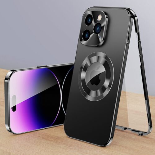 For iPhone 16 15 14 Double-Sided Magsafe Metal 360 Full Body Case Bumper Cover - Foto 3 di 17
