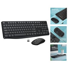 Ergonomic Wireless Keyboard Silent Mouse Combo - Plug Play USB Receiver