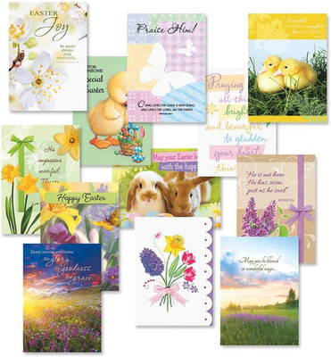 Easter Faith Greeting Cards Value Pack - Set of 12 Large 5'' x 7'', Religious East