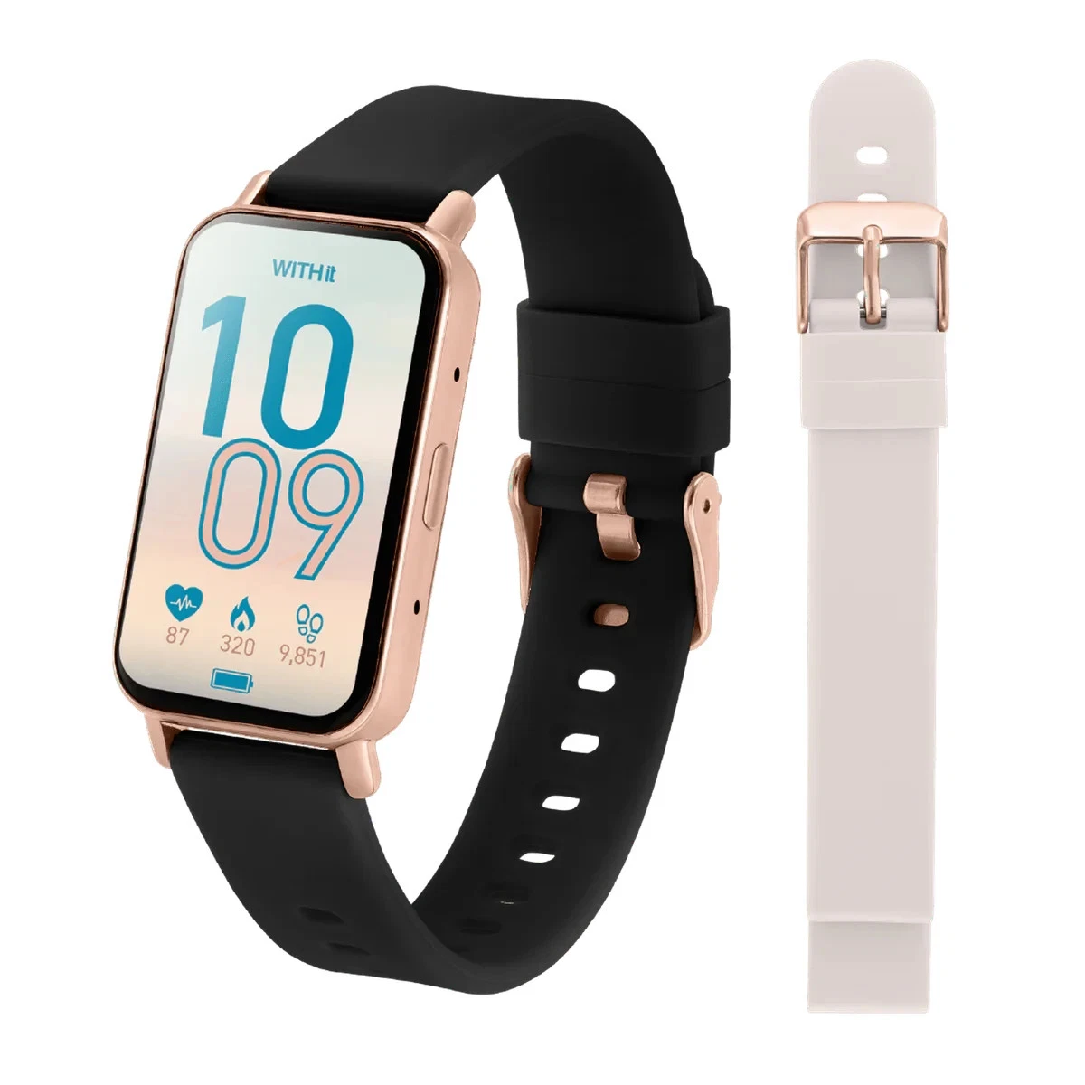 WITHit Smart Watch Pink Fitness Tracker with Blood Oxygen, Blood Pressure, 24/7