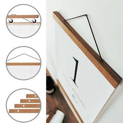 Teak Wood Magnetic Hanging Scroll Frame for Posters and Artwork 21 to 51cm