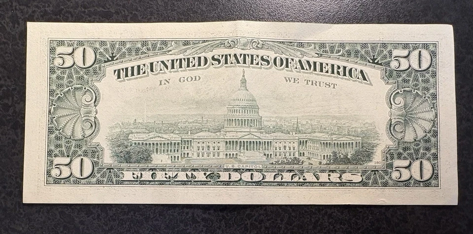 Series 1990 $50 Note/ Bill - Kansas City - J18825708A - Excellent Condition - Image 2 of 4