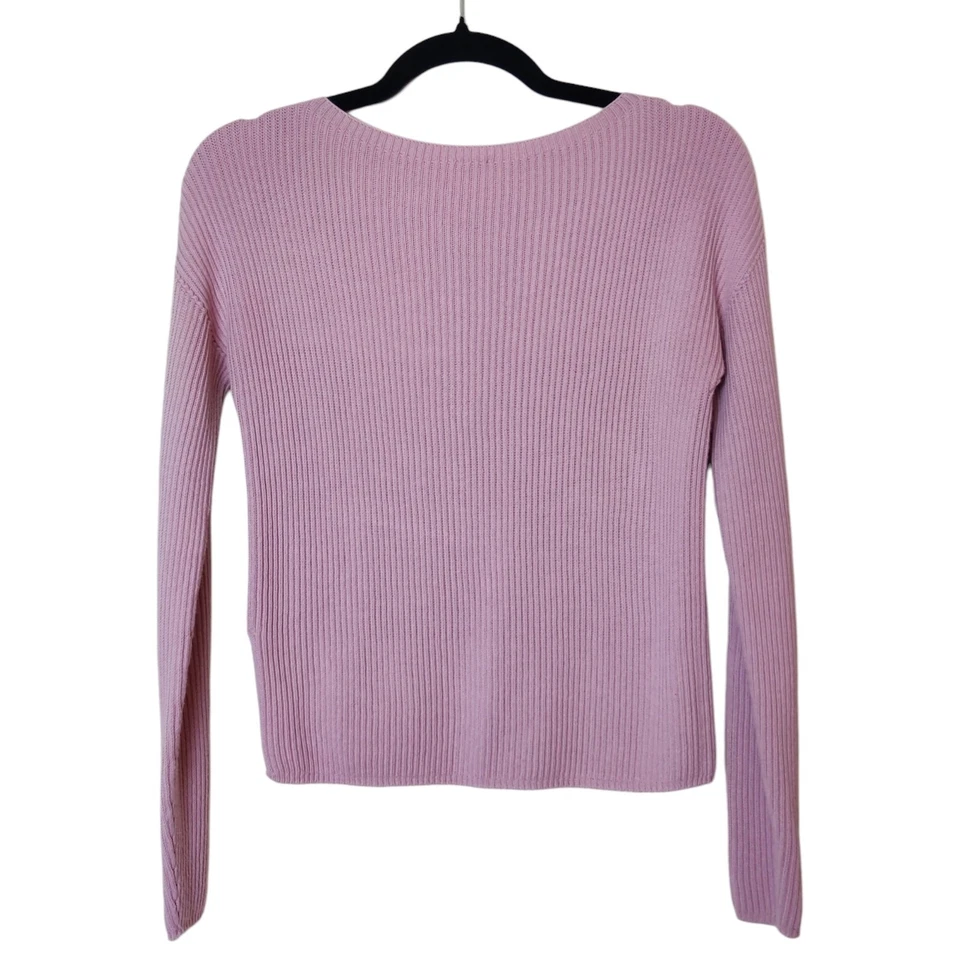 Suéter Max Mara Leisure Blush Rosa Acanalado Tejido Manga Larga Crew Abertura Lateral Media Foto 2 de 4