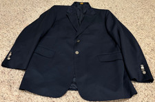 Hickey Freeman Silver Metal Buttons Blazer Blue Mens Size *44R USA Made
