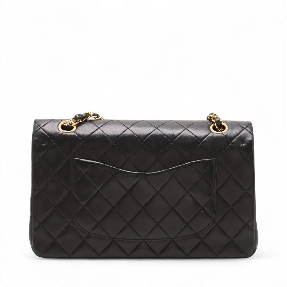 Chanel Matelasse 25 Lambskin Double Flap Double Chain Bag Black Gold Metal Fitti thumbnail 2