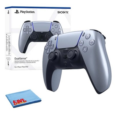 PlayStation DualSense Wireless Controller Sterling Silver- Bundle
