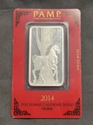 2014 PAMP Swiss 1oz Silver Bar Horse Lunar Calendar Series