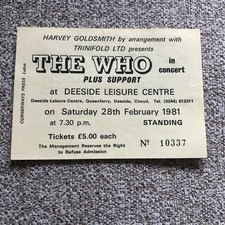 The Who ticket Deeside Leisure Centre 28/02/81 #10337