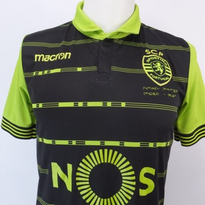 Macron SCP Portugal Jersey Size X-Large Green Black Polo Shirt Snap button