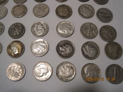 60   mixed  Roosevelt & Mercury  Dimes  90% silver
