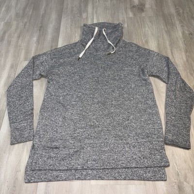 Get After It Women's Small Sweatshirt Heather Grey Cowl Neck Pockets