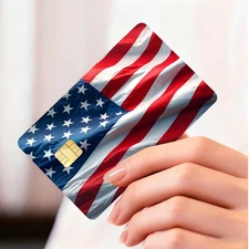 Wavin' American Flag USA Credit Card Sticker Decal Skin Cover
