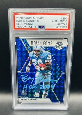 Barry Sanders 2020 Panini Mosaic HOF #294 Blue Mosaic /99 Auto PSA