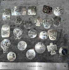 Vtg Native American 22 Tribal Symbols Detailed Concho/belt Silver  400 Grams