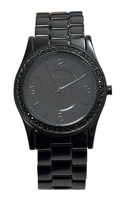 DKNY Crystals Bezel Black Stainless Steel Watch Ladies NY8312