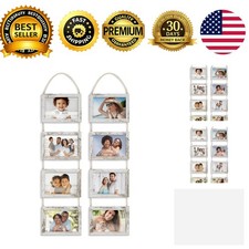 Hanging 4x6 Picture Frames Collage 8 Openings Distressed White 2 Pack