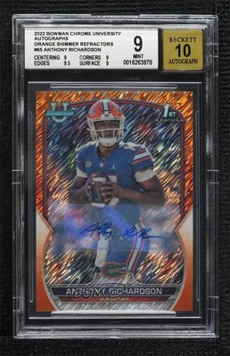 2022 Bowman U Chrome Orange Shimmer Refractor 21/25 Anthony Richardson Auto mv7