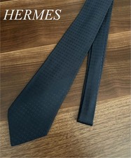 HERMES Tie, Navy, Used