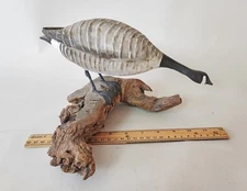 PETER PELTZ HUGE Miniature Carved Canada Goose - Decoy Folk Art