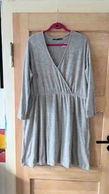 Long Shirt Tunika   Kleidchen 50/52/XXL lichtgrau Wickeloptik A-Linie