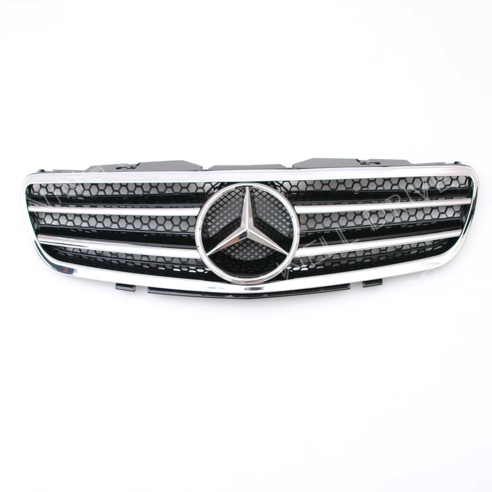 For Mercedes Benz SL-Class R230 2003-2006 SL500 SL600 Chrome Black Front Grille - Image 2 of 4