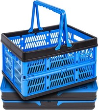 3 Packs 20Liter Collapsible Storage Crates With Handle Collapsible Plastic Shopp