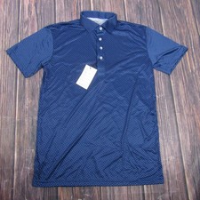 Collars  Co. Polo Shirt Mens Medium Blue Polka Dot Dress Collar Short Sleeve
