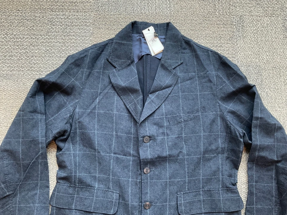 RRL Ralph Lauren Linen Cotton Wool Unconstructed Windowpane Sport Coat-XXL - Image 3 of 4