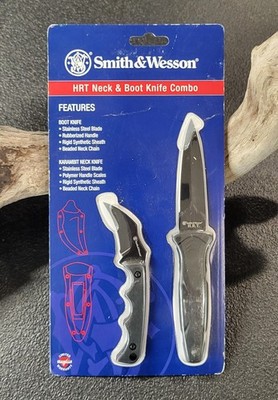 Smith & Wesson HRT Neck & Boot Knife Combo Fixed Blade Black 1188453 NEW
