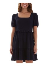 BCX Womens Shift Short Dress Ruffled Textured Pouf Square Neck